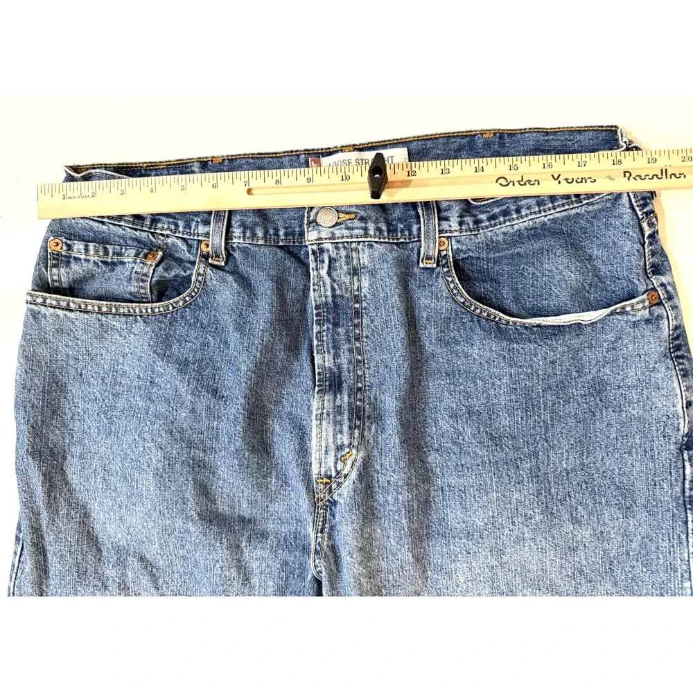 Levis‎ 569 Jeans Mens 38x32 Blue Medium Wash Loose Straight Fit Denim Zip Y2K